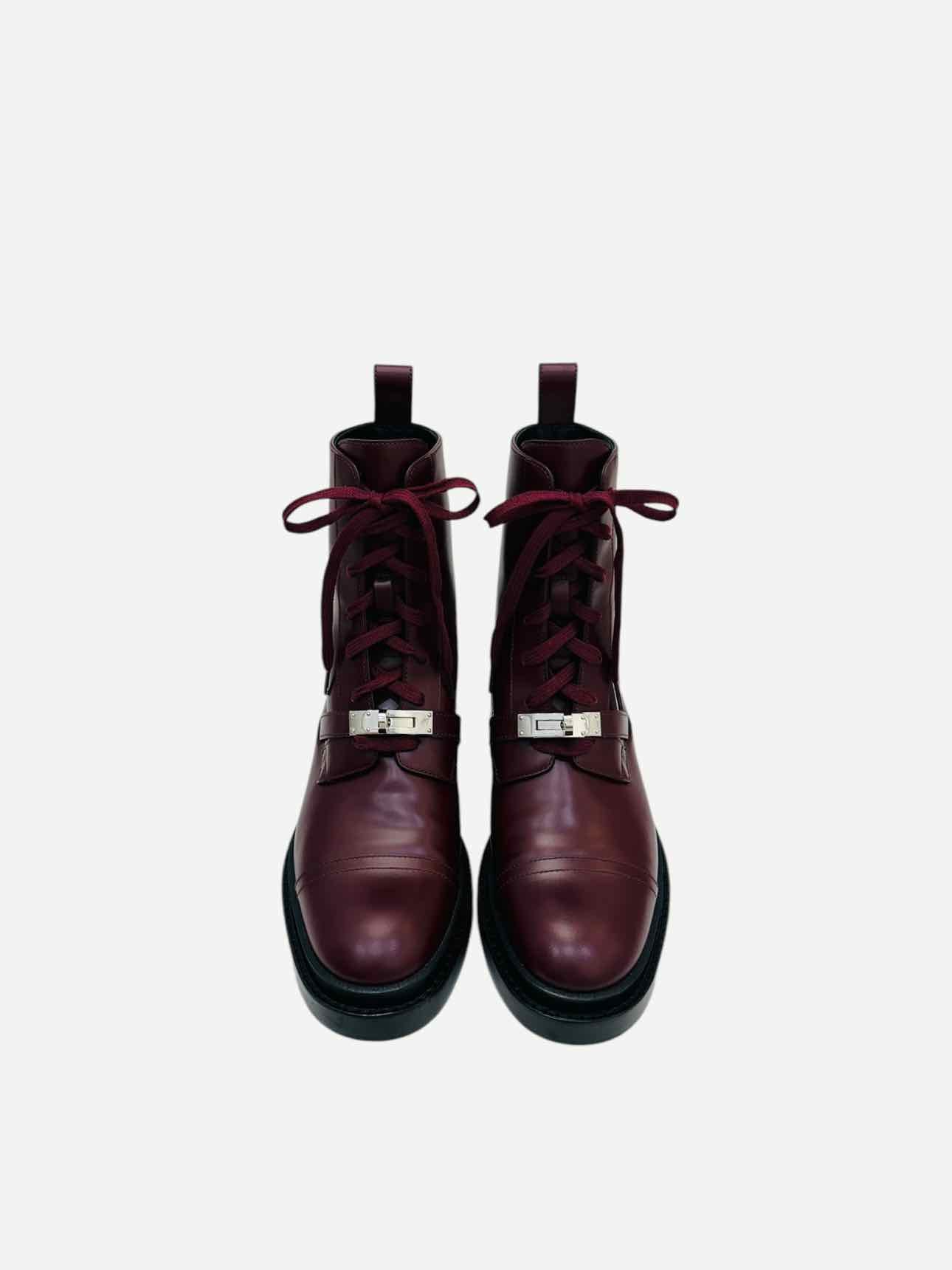 HERMES Funk Bordeaux Ankle Boots 36.5