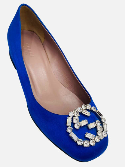 GUCCI GG Crystal Royal Blue Flats