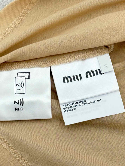 MIU MIU Beige Logo Size Small T-shirt