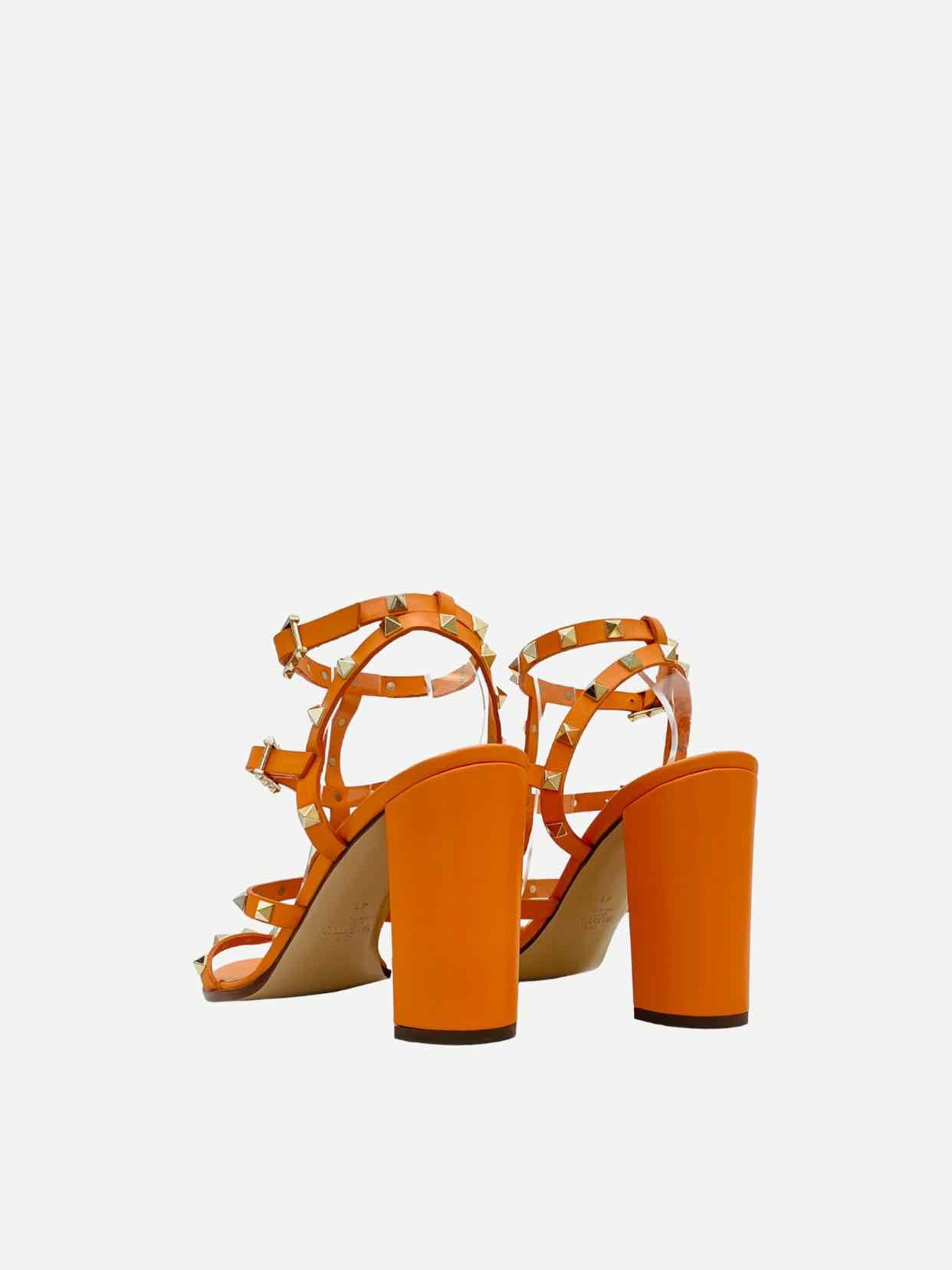 VALENTINO Rockstud Orange Heeled Sandals 41