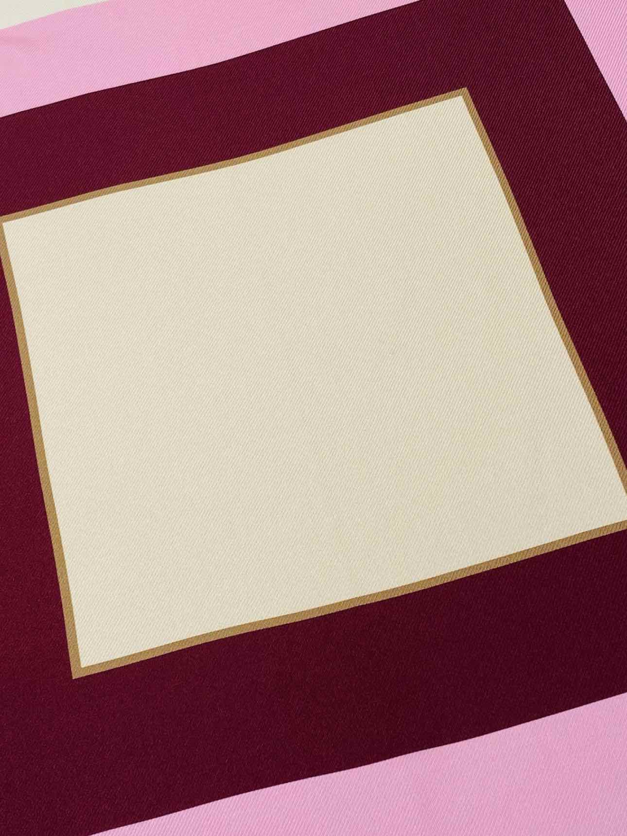 ST. JOHN Beige, Pink & Burgundy Square Print Scarf