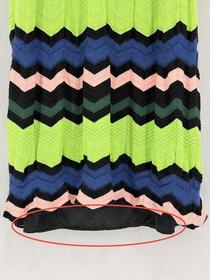 M MISSONI Black Multicolor Chevron Size US 6 Long Skirt
