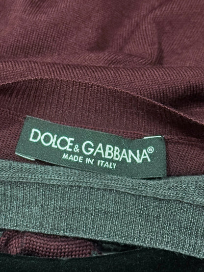 DOLCE & GABBANA Burgundy & Grey Size US 6 Cardigan