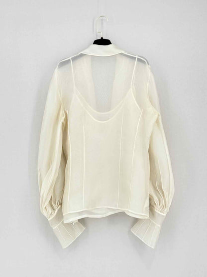 CHRISTIAN DIOR Organza Cream Size US 12 Blouse