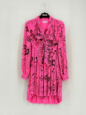 BALENCIAGA 2019 Pink w/ Black Size US 2 Short Dress