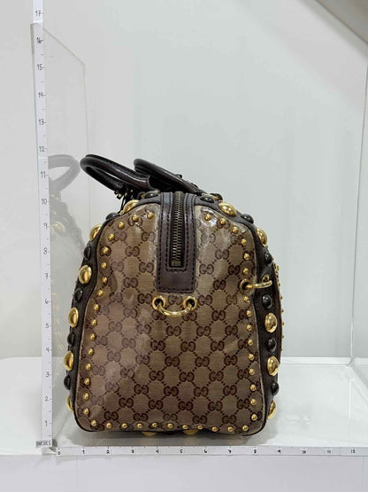 GUCCI Babouska Brown & Beige GG Top Handle