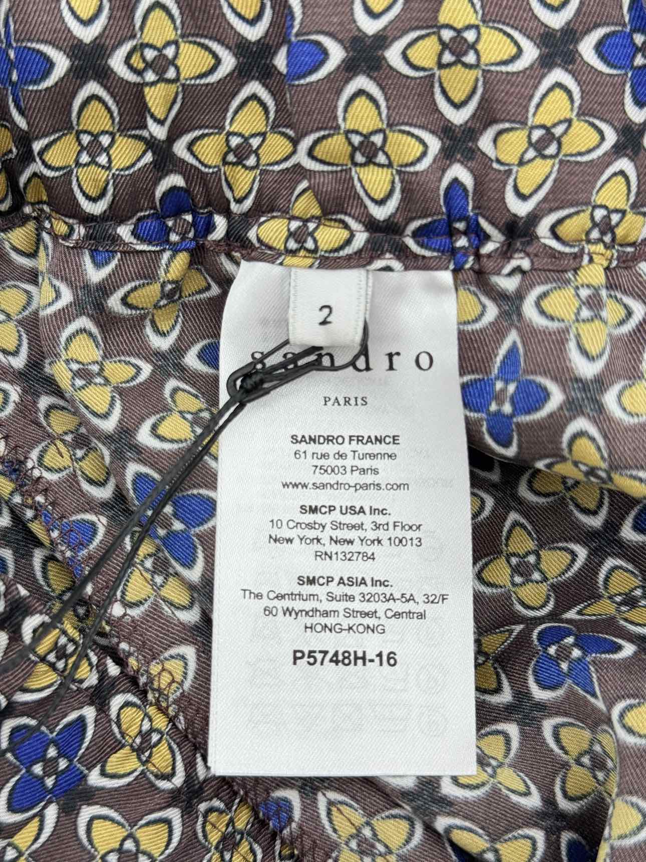 SANDRO Danny Brown Multicolor Floral Print Pants