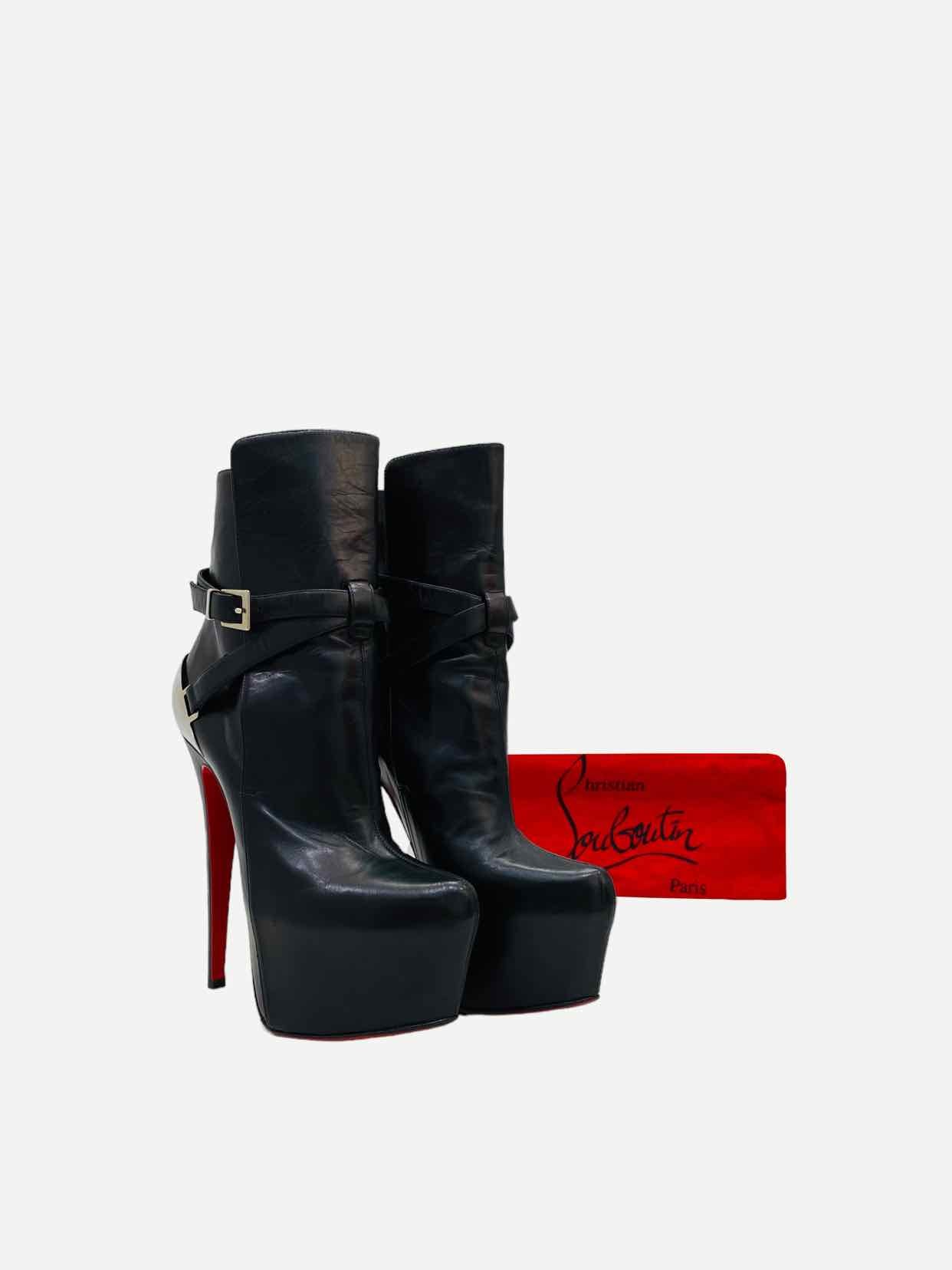 CHRISTIAN LOUBOUTIN Equestria Black Ankle Boots 36