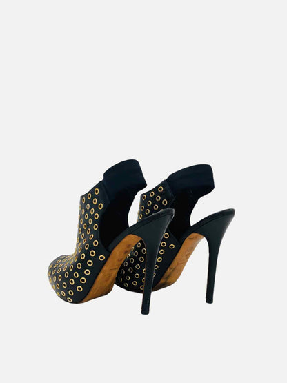 ALEXANDER MCQUEEN Black w/ Gold Slingbacks