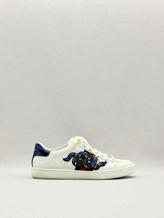 GUCCI Low Top White Embellished Size EU 37.5 Sneakers