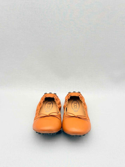 TOD'S Orange Size EU 38.5 Ballet Flats