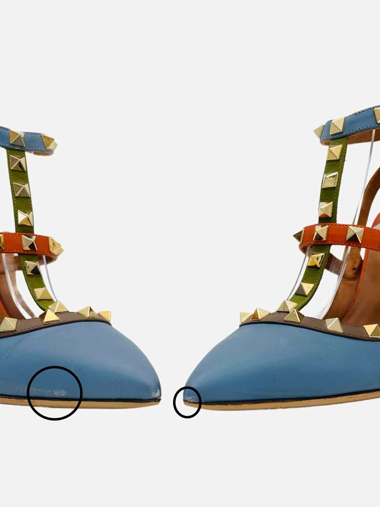 VALENTINO Rockstud Blue Multicolor Pumps 41 Reems Closet