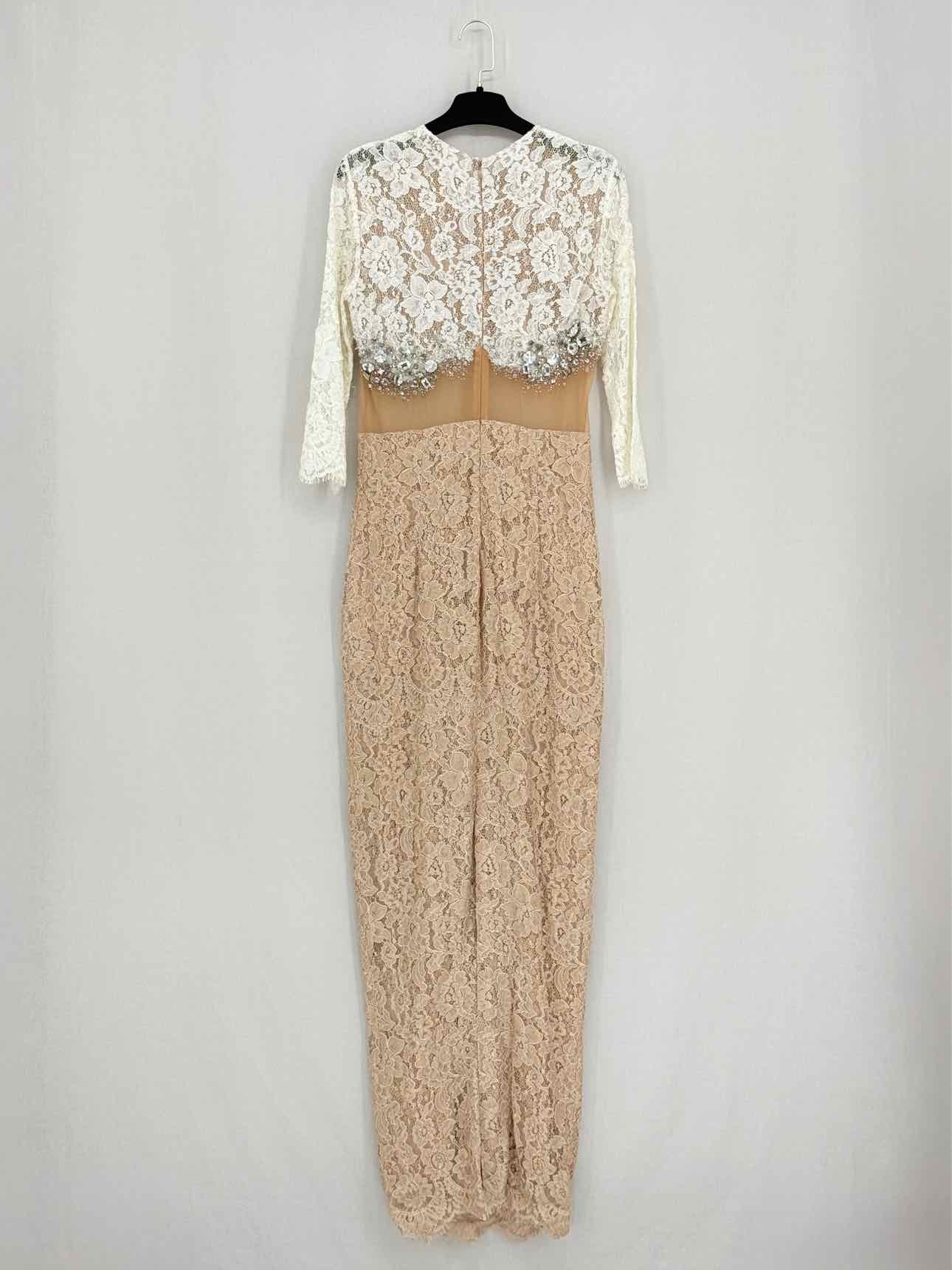 ALESSANDRA RICH White & Brown Size US 8 Long Dress