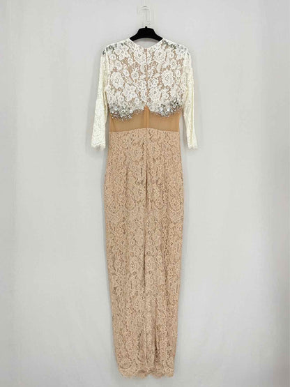 ALESSANDRA RICH White & Brown Size US 8 Long Dress