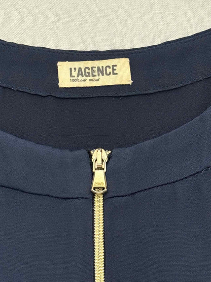 L'AGENCE Navy Blue & Beige Size US 10 Top