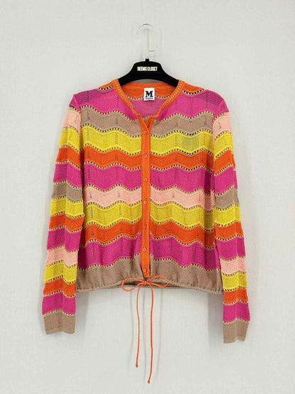 M MISSONI Pink Multicolor Chevron Size US 8 Cardigan