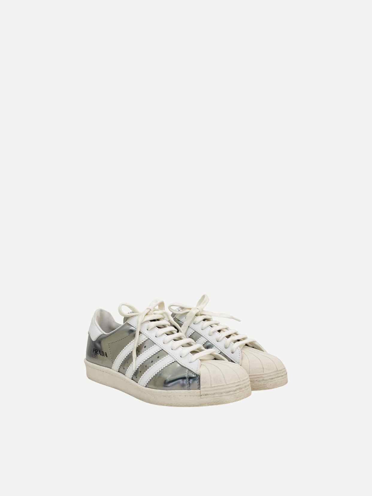 ADIDAS Superstar Silver & White Sneakers 38.5