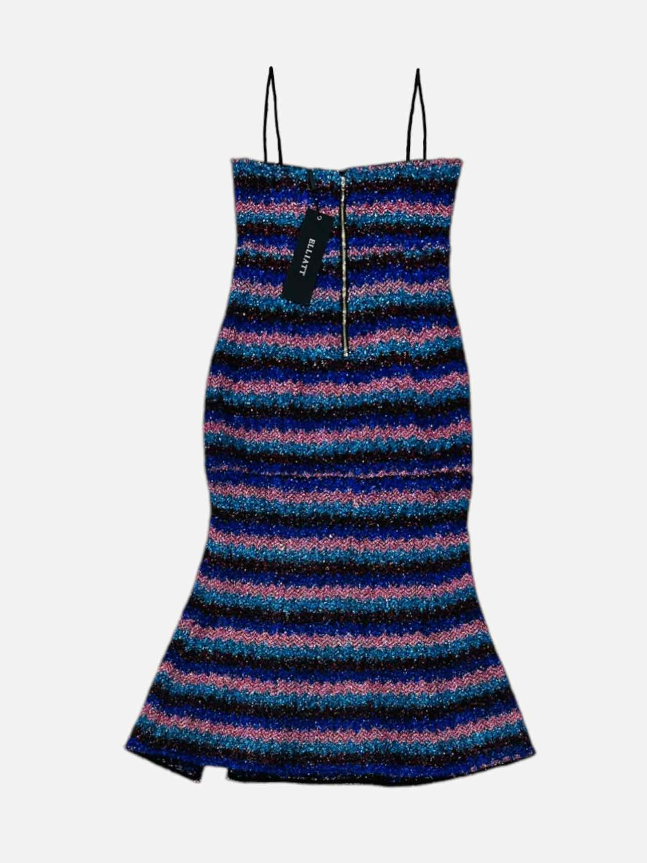 ELLIATT Bodycon Blue Multicolor Striped Midi Dress