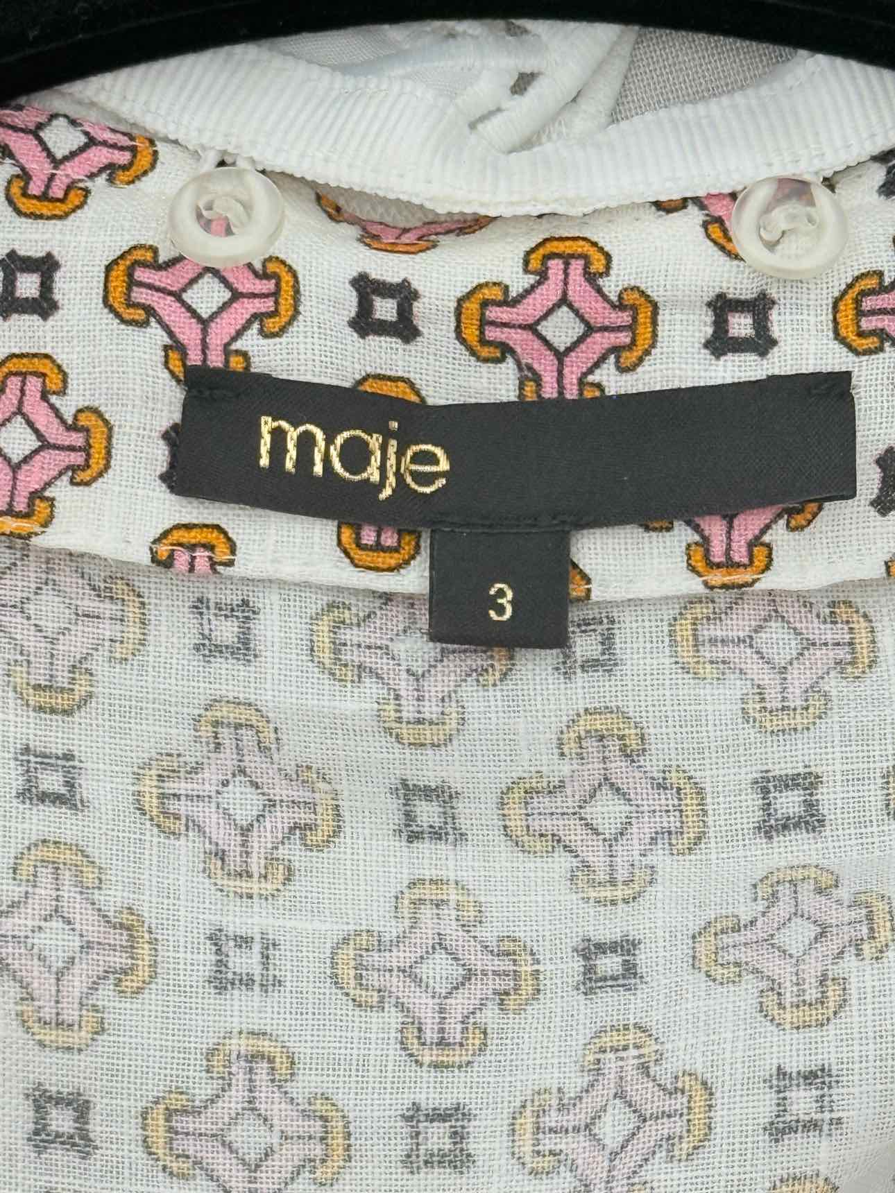 MAJE White Multicolor Printed Size Large Blouse