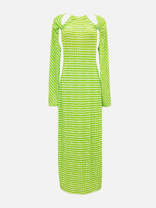 JACQUEMUS Green & White Checked Size US 4 Midi Dress
