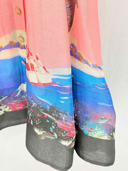 ZIMMERMANN Pink Multicolor Print Size Small Midi Dress