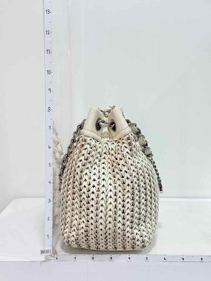 CHANEL Woven White Tote Bag