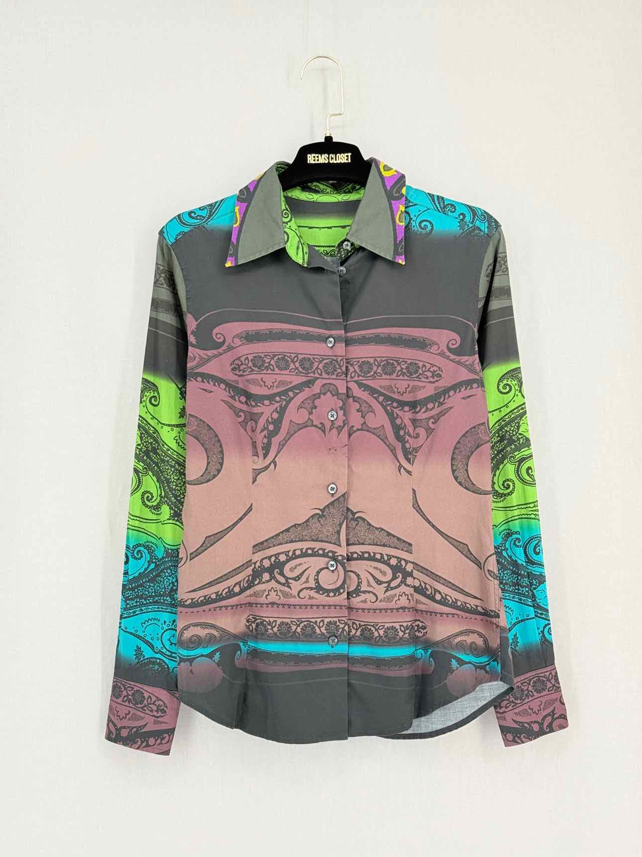 ETRO Grey Multicolor Paisley Print Size US 2 Shirt