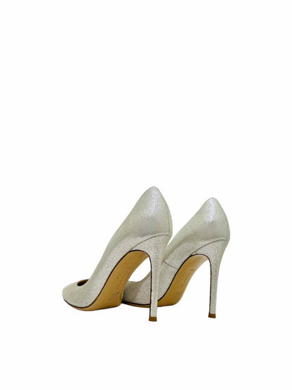 GIANVITO ROSSI Metallic Silver Pumps