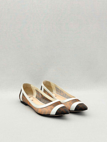 FENDI Colibri Brown & White Size EU 35 Ballet Flats