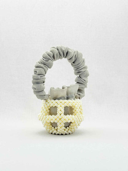 Pre - loved 0711 Mei White & Grey Bucket Bag at Reems Closet