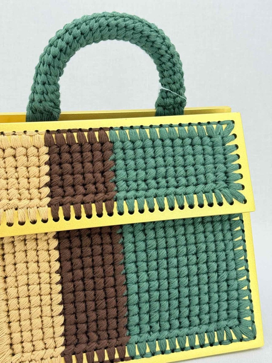 Pre - loved 0711 Yellow Multicolor Knit Shoulder Bag at Reems Closet