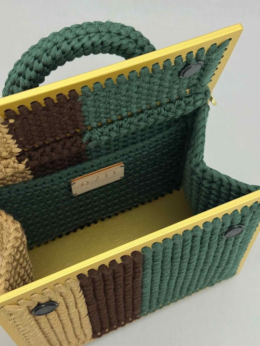 Pre - loved 0711 Yellow Multicolor Knit Shoulder Bag at Reems Closet