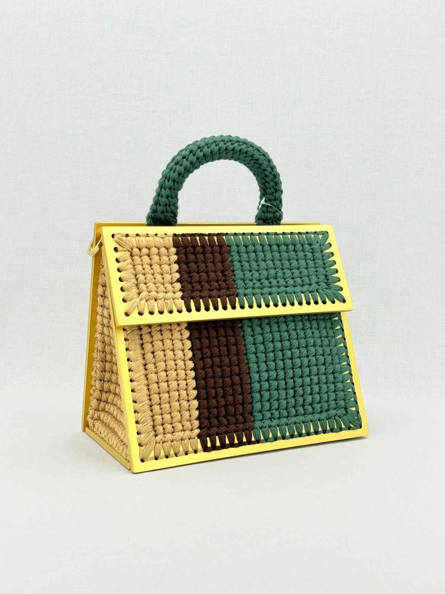 Pre - loved 0711 Yellow Multicolor Knit Shoulder Bag at Reems Closet