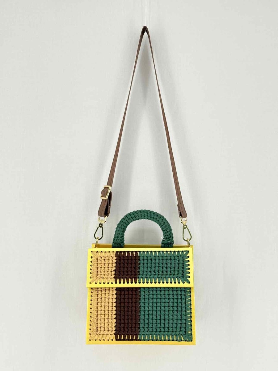 Pre - loved 0711 Yellow Multicolor Knit Shoulder Bag at Reems Closet