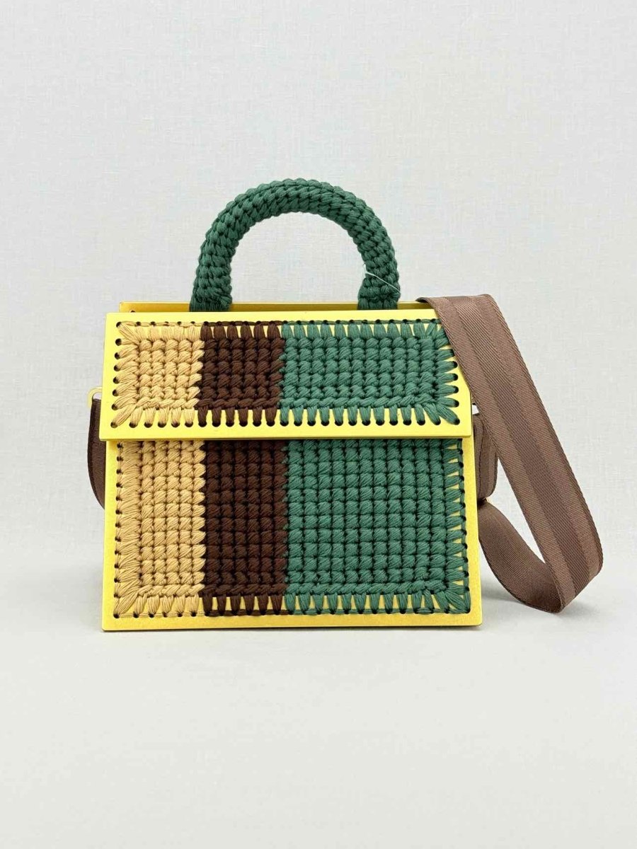 Pre - loved 0711 Yellow Multicolor Knit Shoulder Bag at Reems Closet