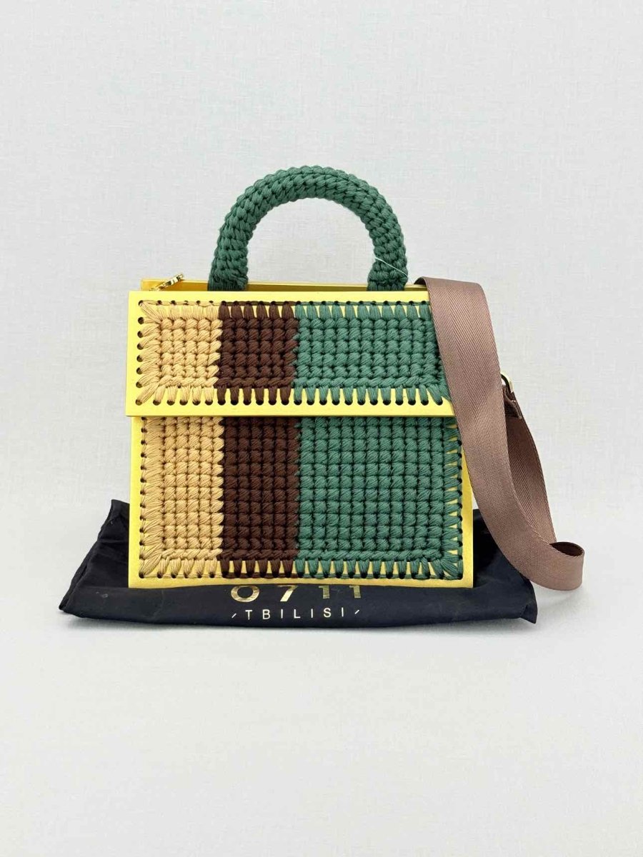 Pre - loved 0711 Yellow Multicolor Knit Shoulder Bag at Reems Closet