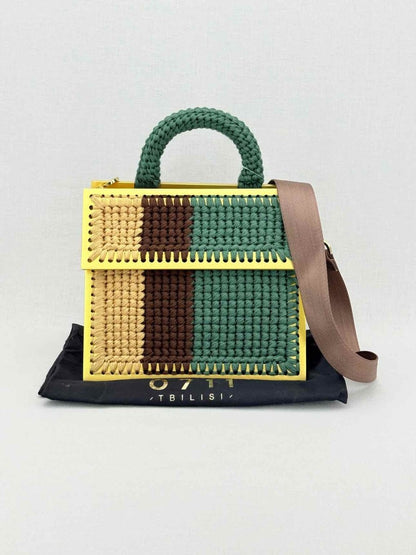 Pre - loved 0711 Yellow Multicolor Knit Shoulder Bag at Reems Closet