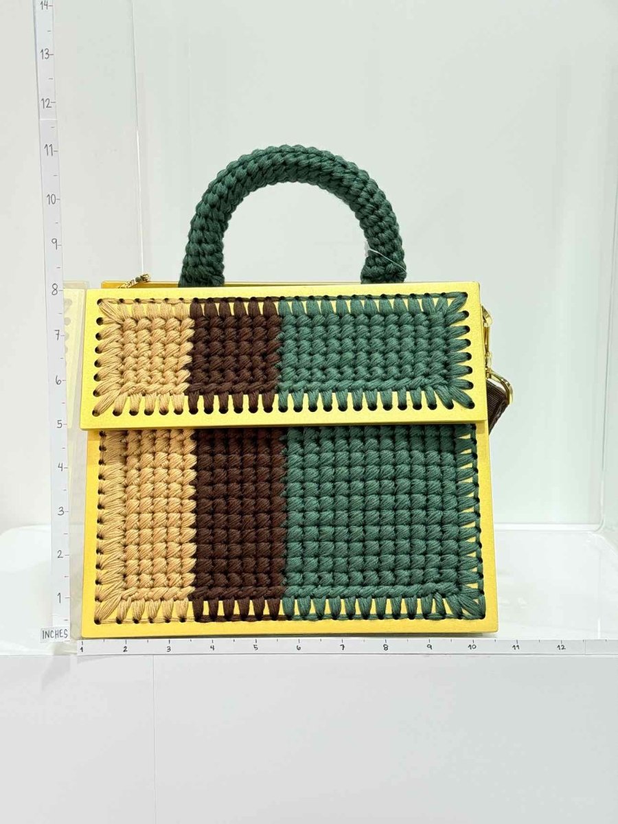 Pre - loved 0711 Yellow Multicolor Knit Shoulder Bag at Reems Closet