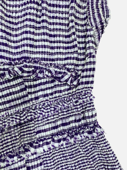 Pre - loved 3.1 PHILLIP LIM Drop Waist Purple & White Midi Dress at Reems Closet