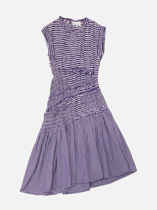 Pre - loved 3.1 PHILLIP LIM Drop Waist Purple & White Midi Dress at Reems Closet