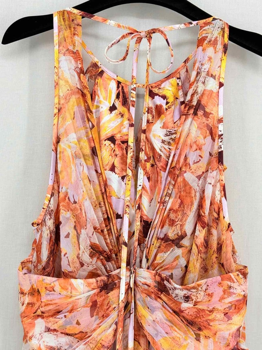 Pre - loved ACLER Orange Multicolor Ruffled Size Medium Midi Dress at Reems Closet