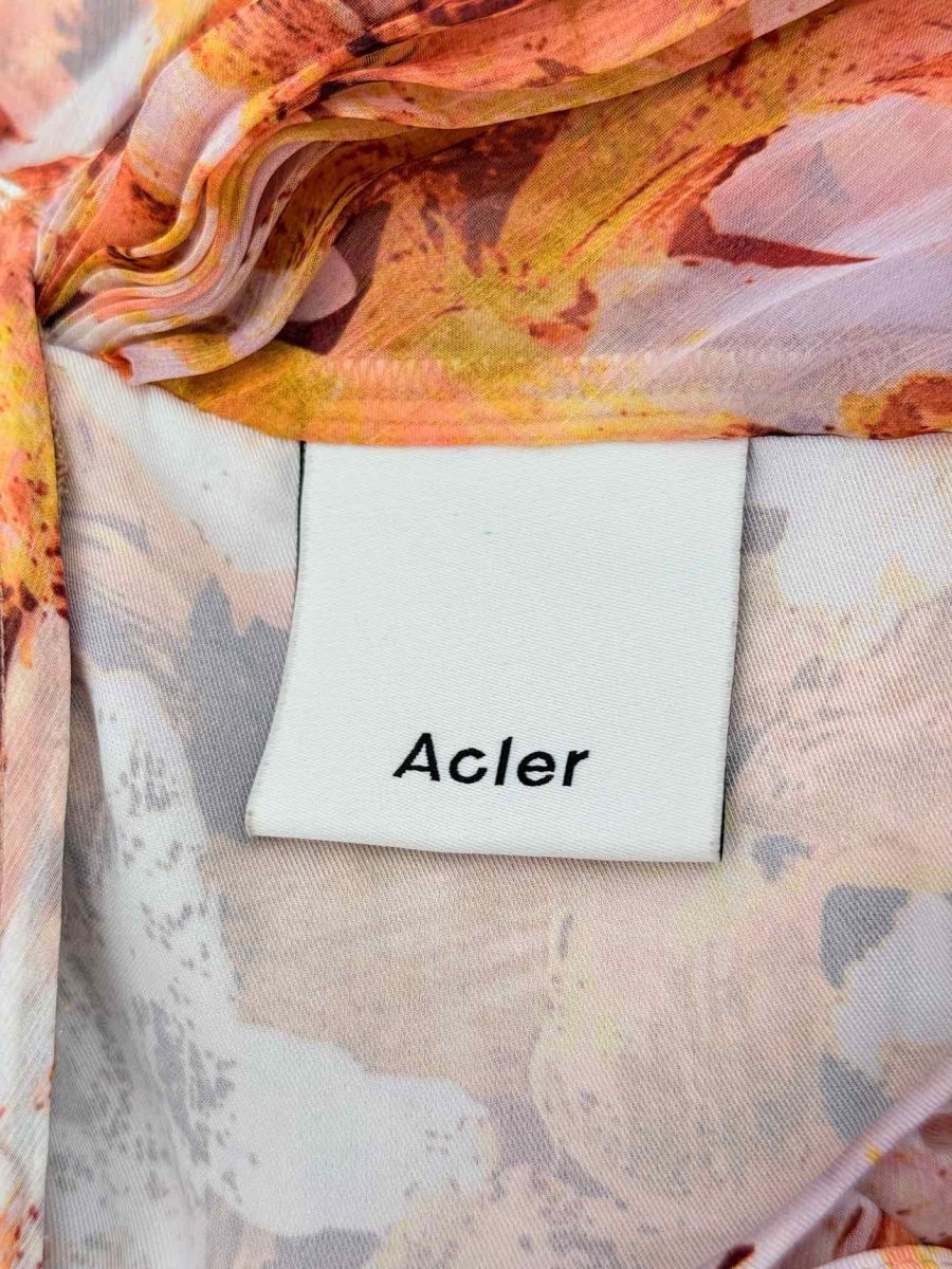 Pre - loved ACLER Orange Multicolor Ruffled Size Medium Midi Dress at Reems Closet