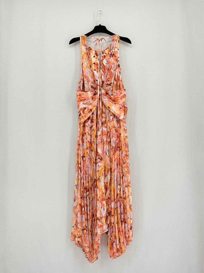Pre - loved ACLER Orange Multicolor Ruffled Size Medium Midi Dress at Reems Closet