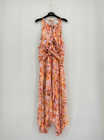 Pre - loved ACLER Orange Multicolor Ruffled Size Medium Midi Dress at Reems Closet