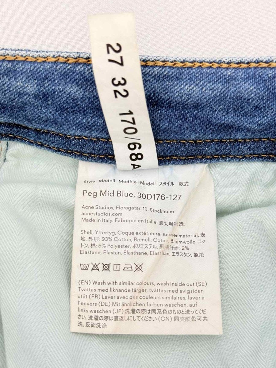 Pre - loved ACNE STUDIOS Peg Mid Blue Size 27 Jeans at Reems Closet