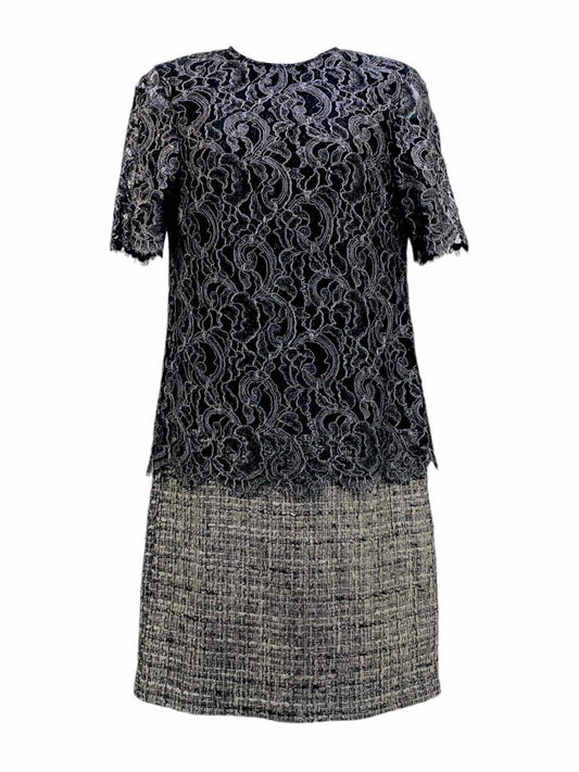 Pre - loved ADAM LIPPES Black & Silver Size US 0 Knee Length Dress at Reems Closet