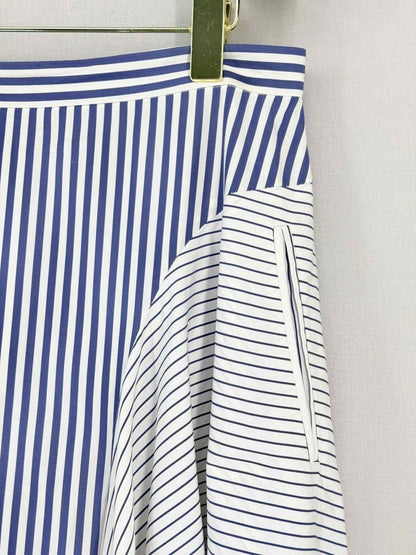 Pre-loved ADAM LIPPES Blue & White Striped Size Medium Midi Skirt at Reems Closet