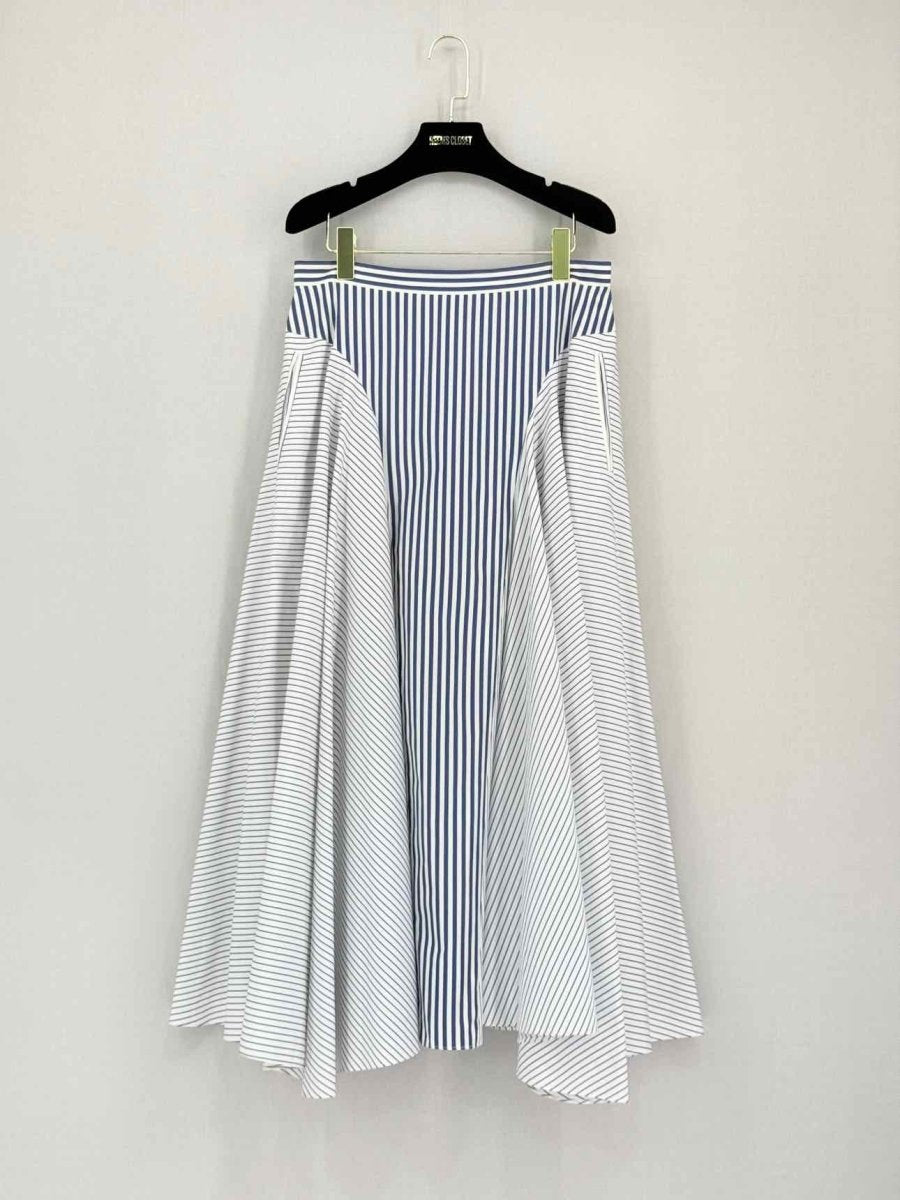 Pre-loved ADAM LIPPES Blue & White Striped Size Medium Midi Skirt at Reems Closet