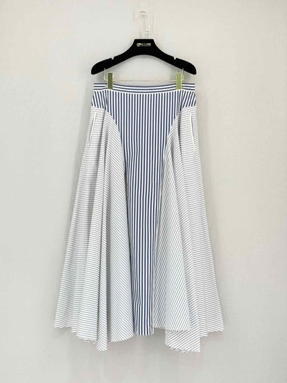 Pre-loved ADAM LIPPES Blue & White Striped Size Medium Midi Skirt at Reems Closet