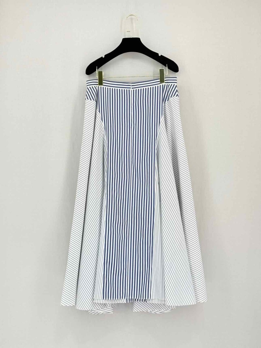 Pre-loved ADAM LIPPES Blue & White Striped Size Medium Midi Skirt at Reems Closet